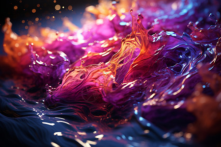 动态花瓣流动的彩色液体插画