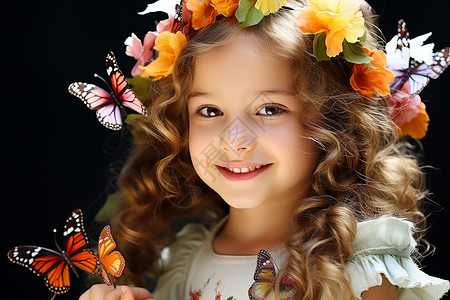 女孩的蝴蝶之冠背景图片