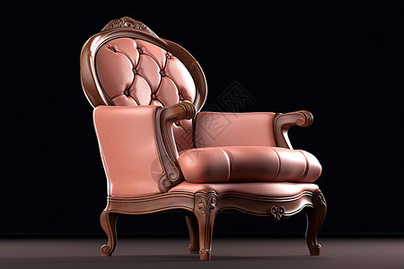 带木脚经典复古的皮质扶手椅设计图片