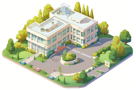 风景优美的现代化都市医院规划设计图片
