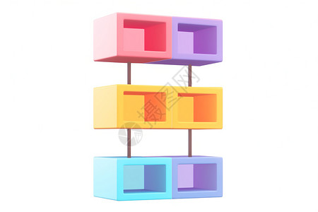 彩色橡皮筋架现代书架的3D模型设计图片