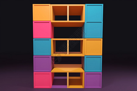 彩色橡皮筋架多彩书架的几何模型设计图片