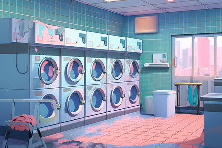 现代生活服务的洗衣房背景图片