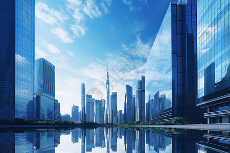 繁华的现代化都市金融区建筑背景图片