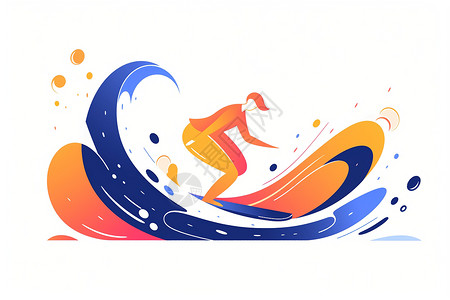 大海中的冲浪者抽象创意插图背景图片