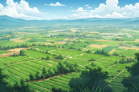 广阔无垠的农作种植田野背景图片