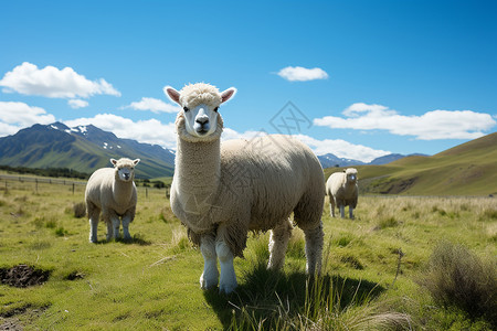 山顶上一群羊驼背景图片