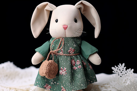 精致的小兔子玩偶背景图片