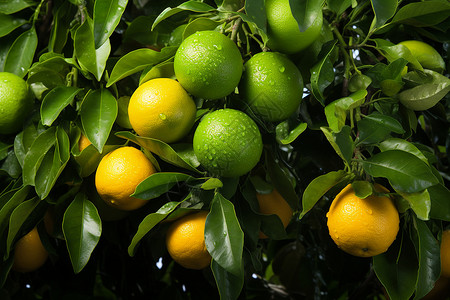 挂果的橙子树背景图片