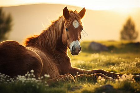 阳光下的马匹背景图片