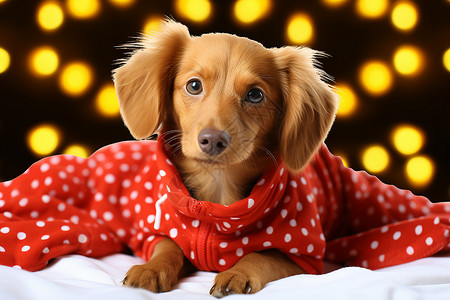 床上的可爱小狗背景图片