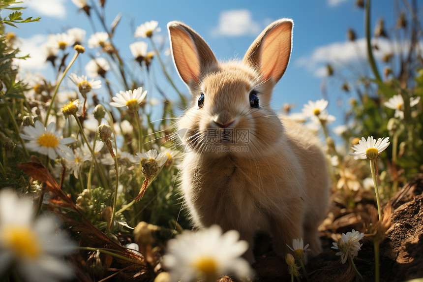 兔子在田野中图片