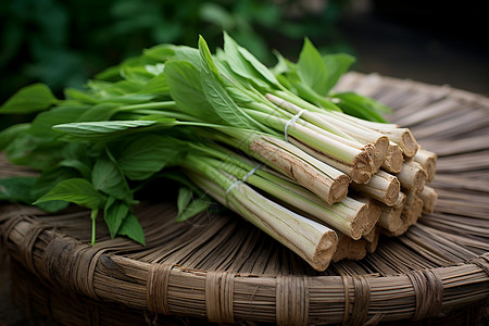 竹篮上的甘蔗背景图片