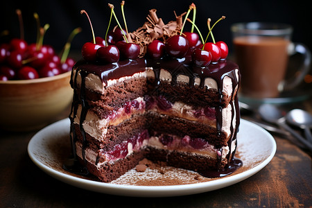 樱桃巧克力黑森林蛋糕背景