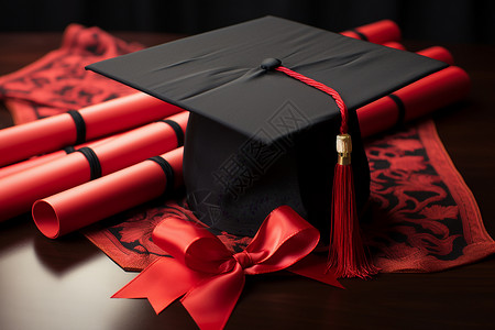 毕业帽与文凭背景图片