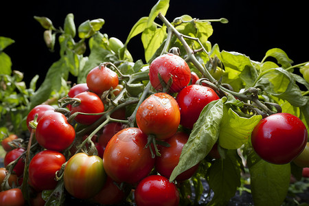 新鲜采摘的番茄背景图片