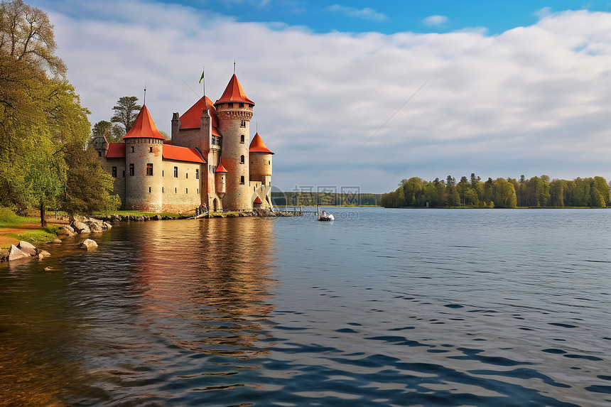 湖上的城堡图片
