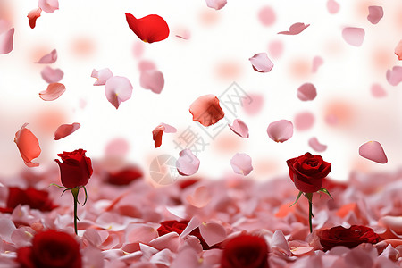 飞舞的红玫瑰背景图片