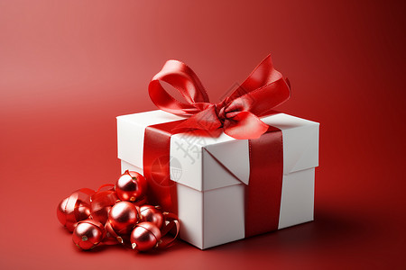红丝带装饰的礼物盒背景图片