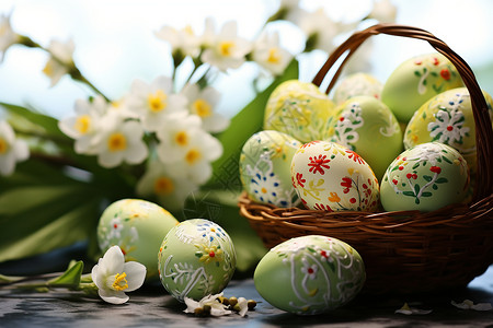 彩蛋与花束传统节日背景图片