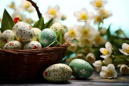 春日彩蛋花束背景图片