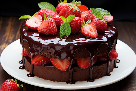 巧克力草莓蛋糕背景图片