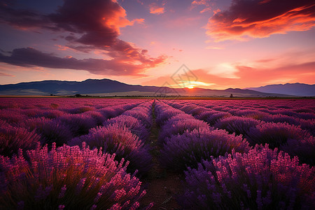 紫色的薰衣草田地背景图片