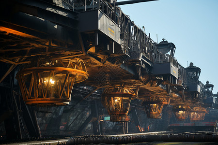 工业废墟上的机器背景图片
