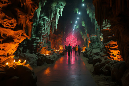 洞穴里的钟乳石背景图片