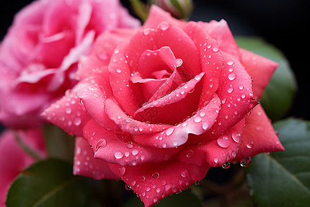 玫瑰花上的水珠背景图片