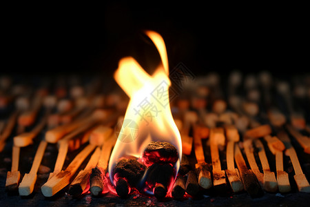 燃烧的木质材料背景图片
