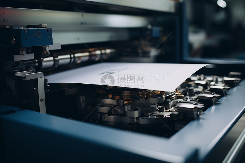 工厂内的大型印刷机图片