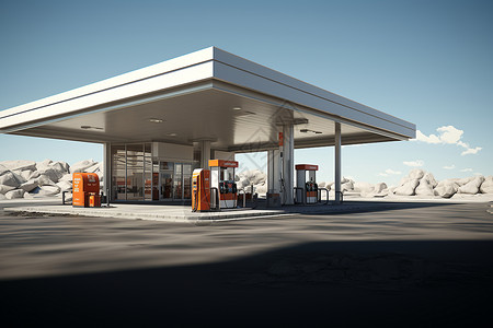蓝天下的加油站背景图片