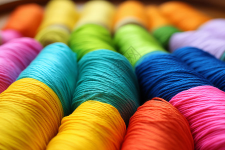 彩色的手工纺织线背景图片