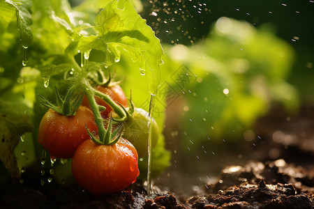 菜园中生长的番茄高清图片