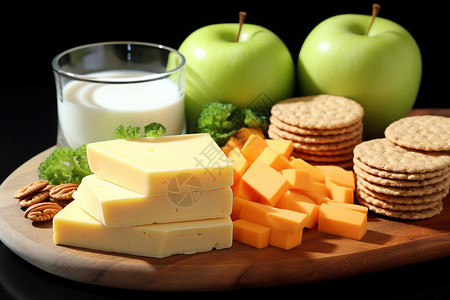 健康的奶酪和苹果背景图片