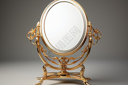 金色花边镜子复古的古典镜子背景