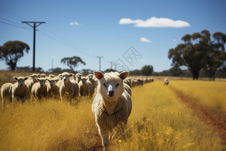 草地上的绵羊背景图片