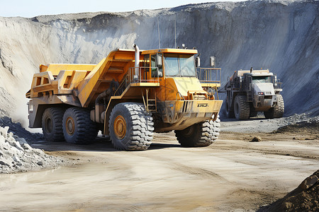 采矿的黄色卡车背景图片