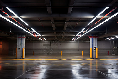 灯光下的停车场高清图片