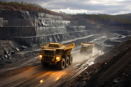 矿山采矿的卡车背景图片