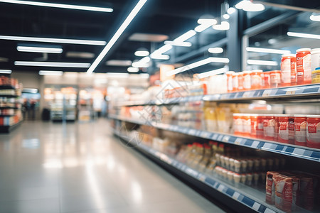 超市货架上的食品背景图片