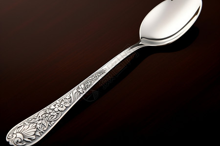 银质花纹汤匙背景图片