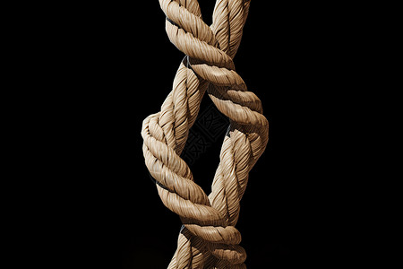 绳子打结黑色背景下的绳索插画