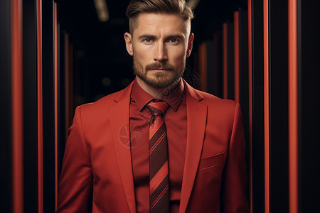 男子穿着红色西装背景图片