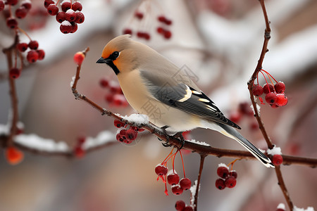 冬日美景中的小鸟背景图片
