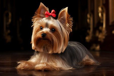 乖巧可爱的约克夏狗狗背景图片