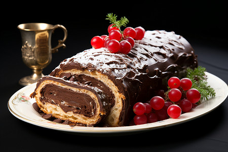 味道醇厚的巧克力蛋糕卷背景图片