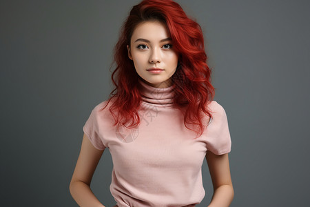 站立的红发女子背景图片
