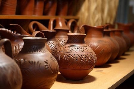 粗陶壶手工制作的陶壶背景
